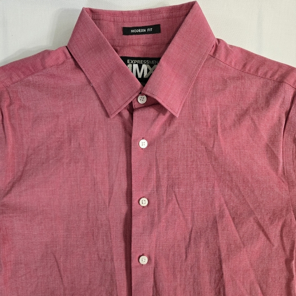 Express Modern Fit Men's Medium Red Button Down Long Sleeve Dress Shirt. - Picture 3 of 4